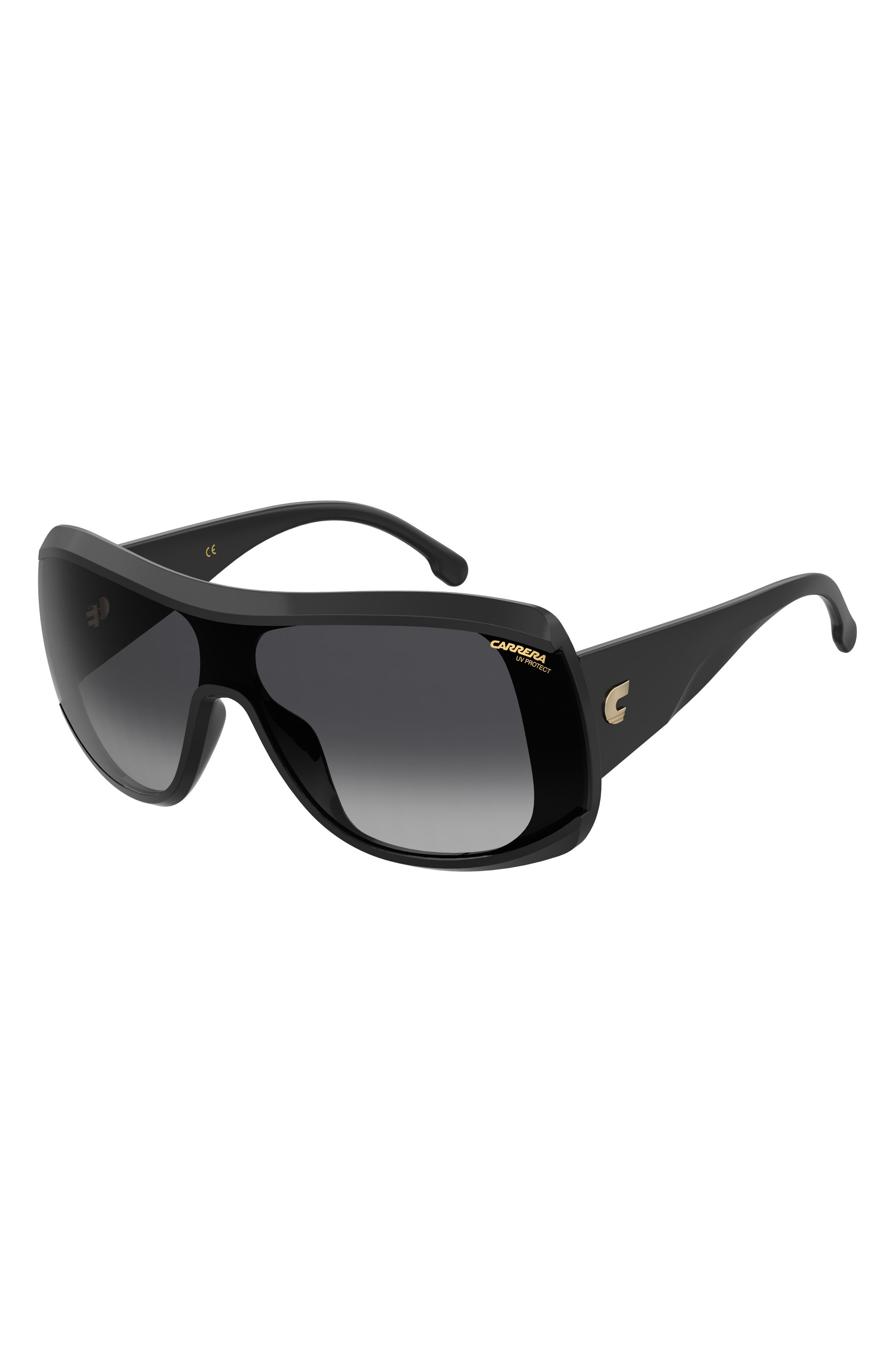 Carrera Eyewear 99mm Gradient Shield Sunglasses in Black/Grey Shaded 