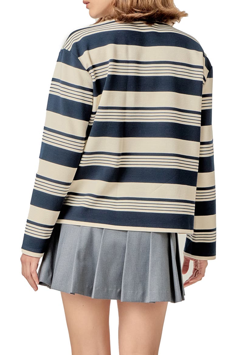 Stripe Relaxed Fit Polo Shirt, Alternate, color, NAVY/ CREAM