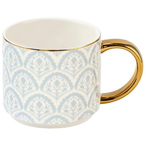Patterned 14 oz Gold Handle Coffee Mug