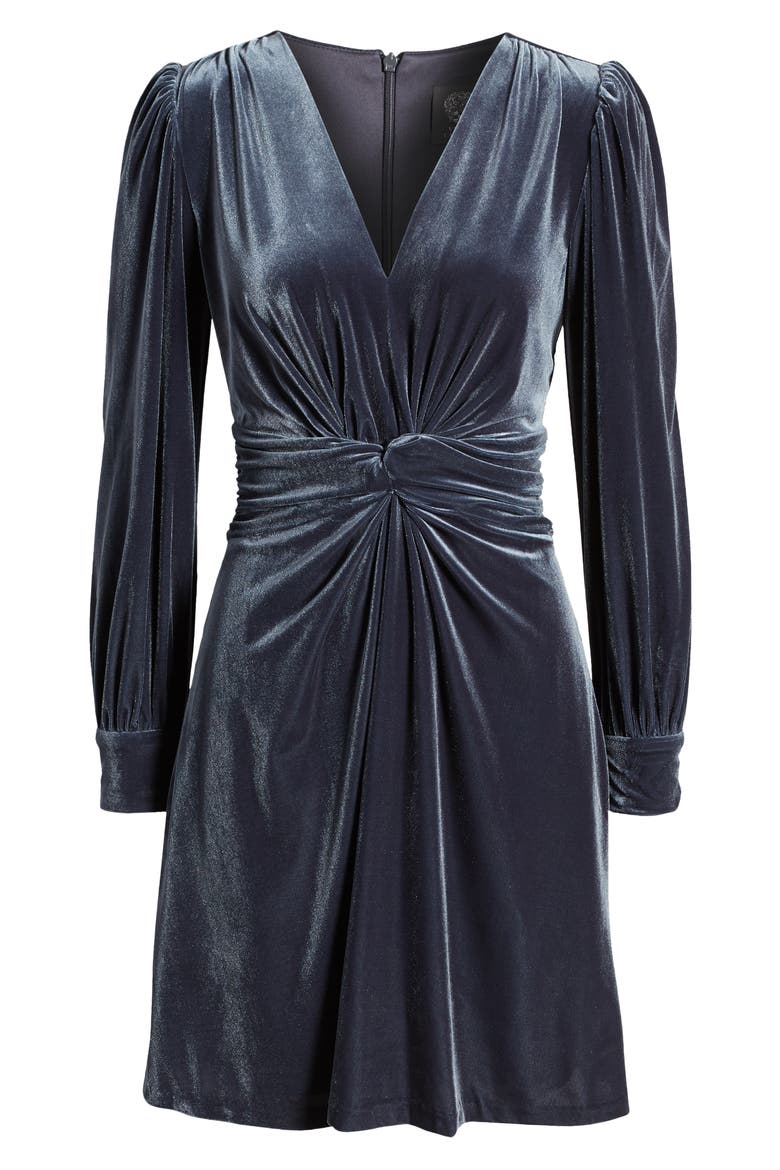 twist front long sleeve velvet fit & flare dress Twist Front Long Sleeve Velvet Fit & Flare Dress (Women)