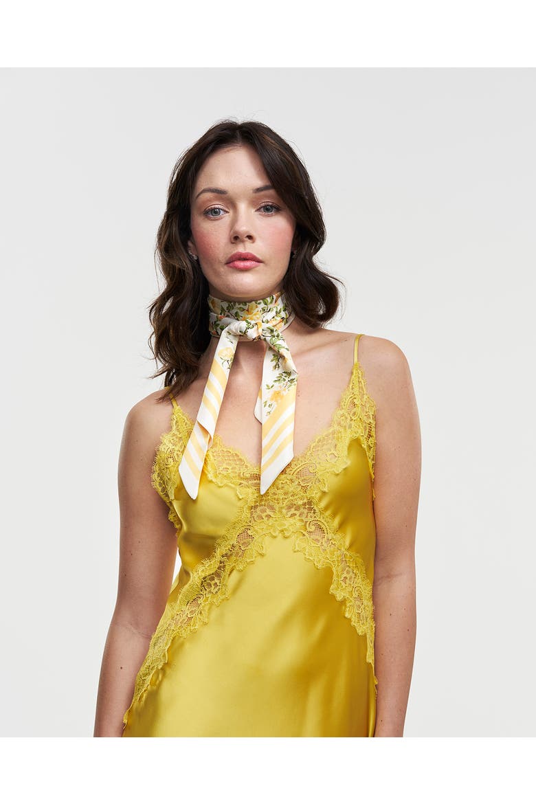 Cybele Floral Skinny Scarf, Alternate, color, Yellow