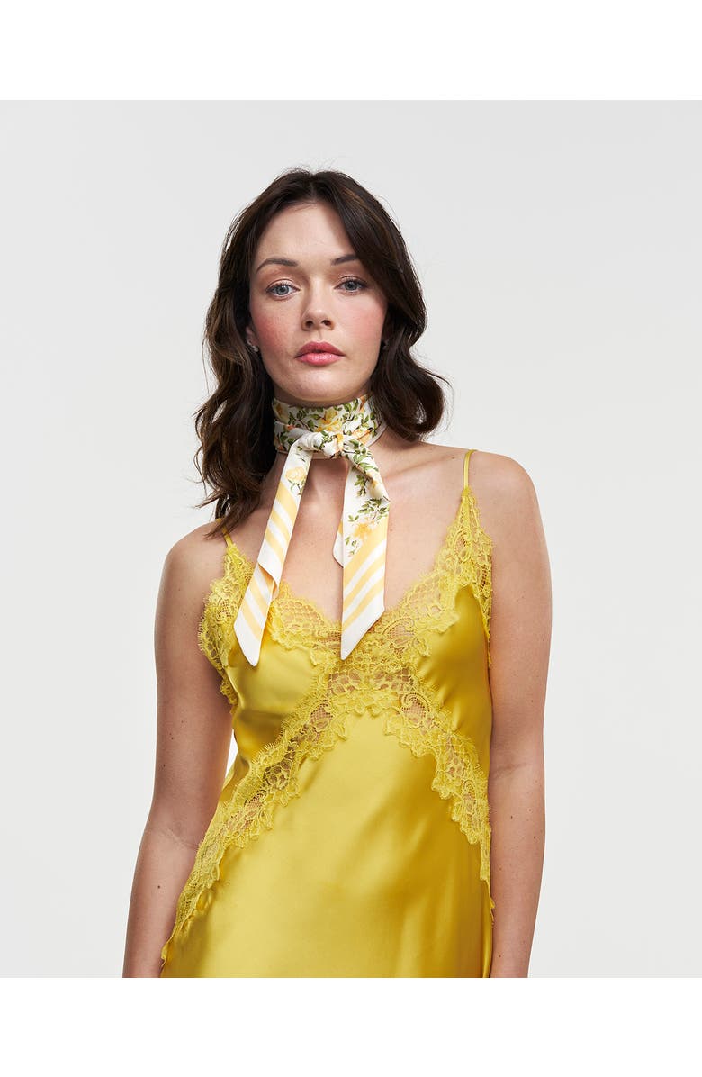 Fable England Cybele Floral Skinny Scarf, Alternate, color, Yellow