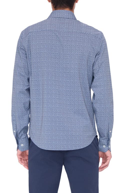 Bugatchi Jimmy Ooohcotton® Geometric Print Button-up Shirt In Navy