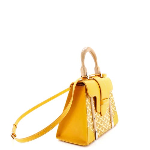 Pre-owned Goyard Goyard Saigon Top Handle Bag Coated Canvas With Leather Pm In Yellow