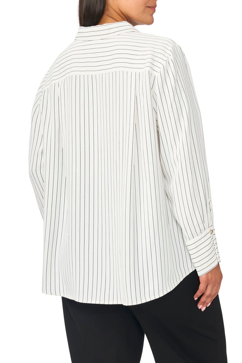 Striped V-Neck Collared Blouse, Alternate, color, NEW IVORY