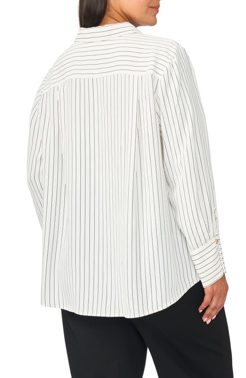 Halogenr Halogen(r) Striped V-neck Collared Blouse In Multi