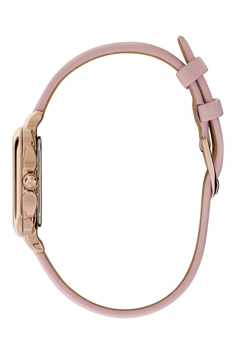 Grosvenor Leather Strap Watch, 28mm, Alternate, color, ROSE