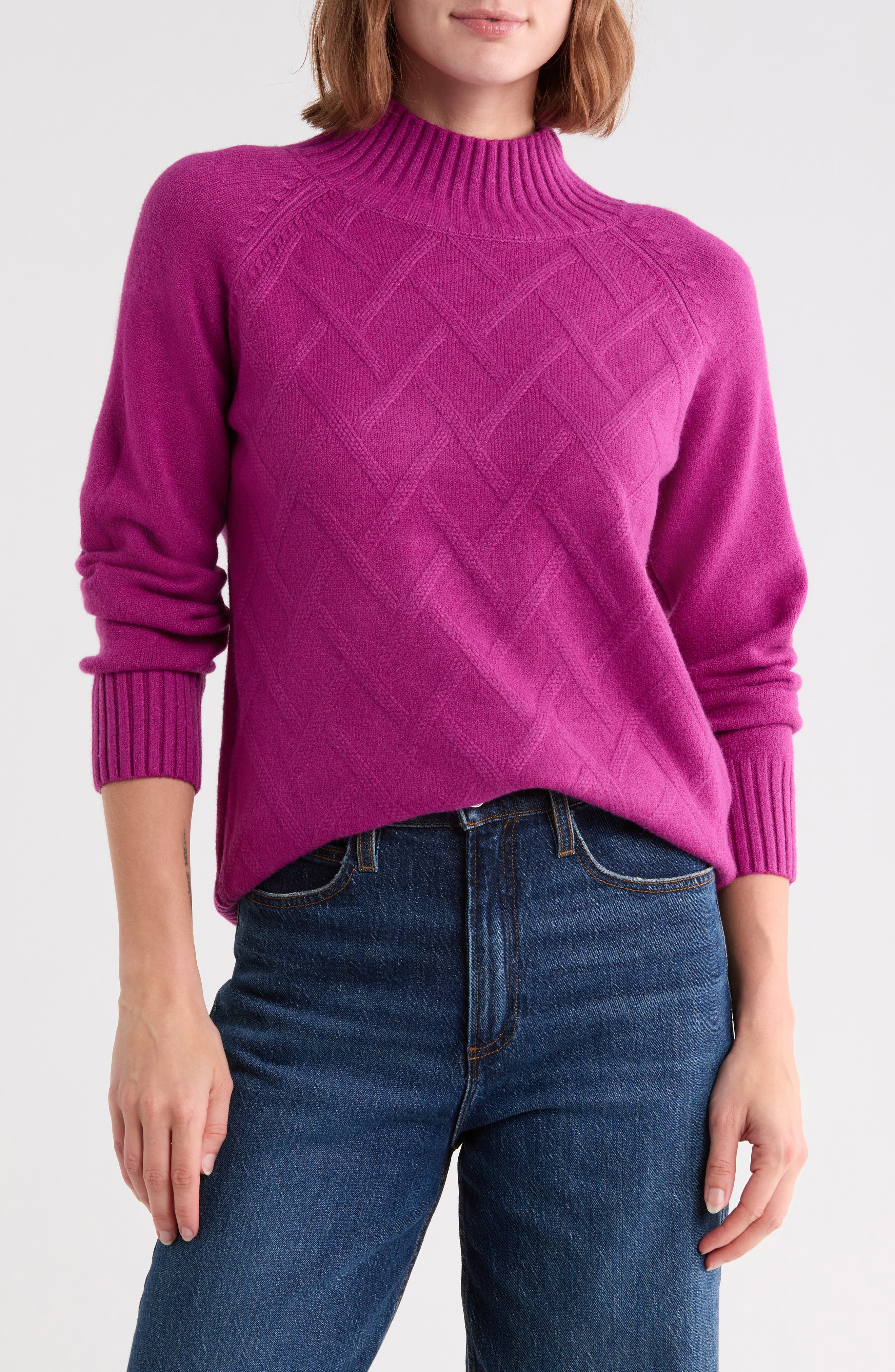Cable Mock Neck Sweater