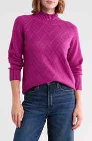 PATRIZIA LUCA Cable Mock Neck Sweater