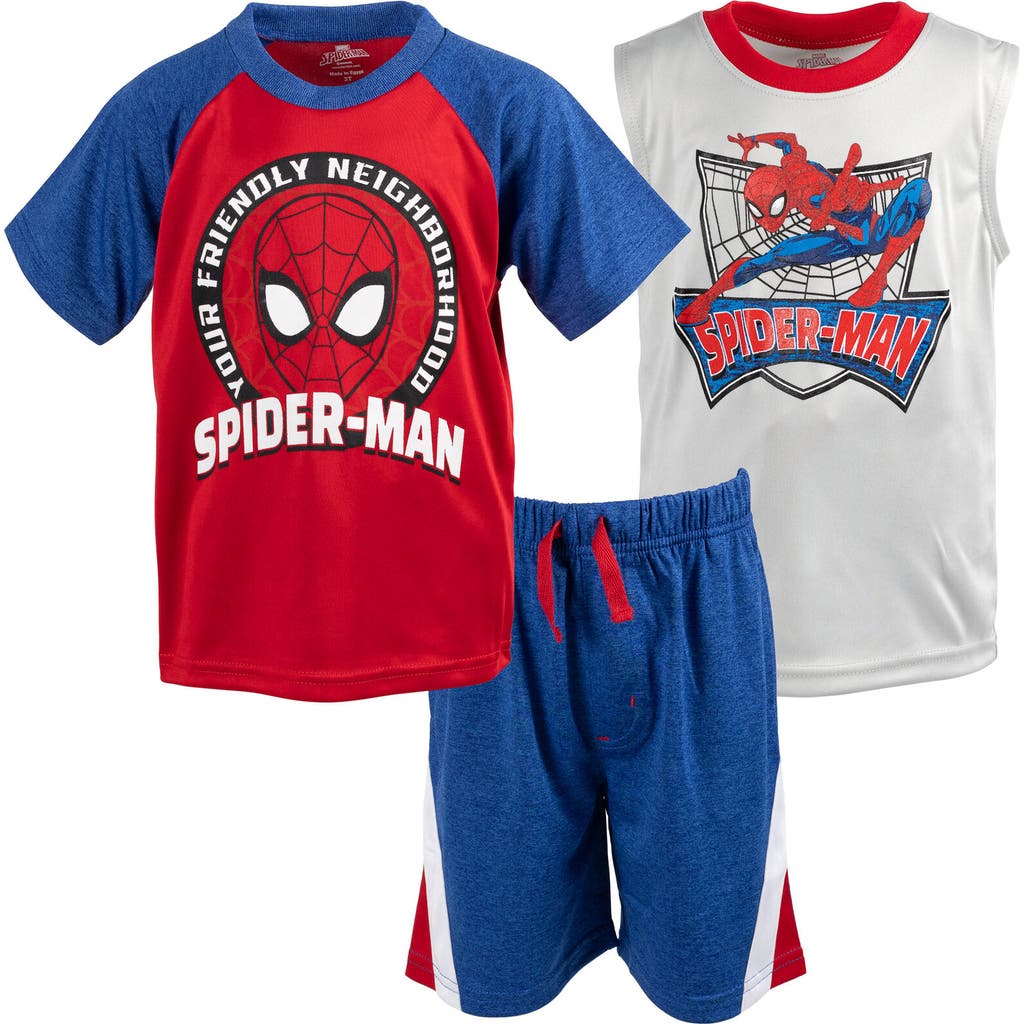Marvel Spider-man 3pc Tank Top, Tee & Shorts Set In Blue