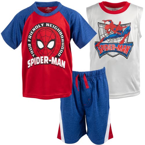 Marvel Kids'  Spider-man 3pc Tank Top, Tee & Shorts Set In Multi