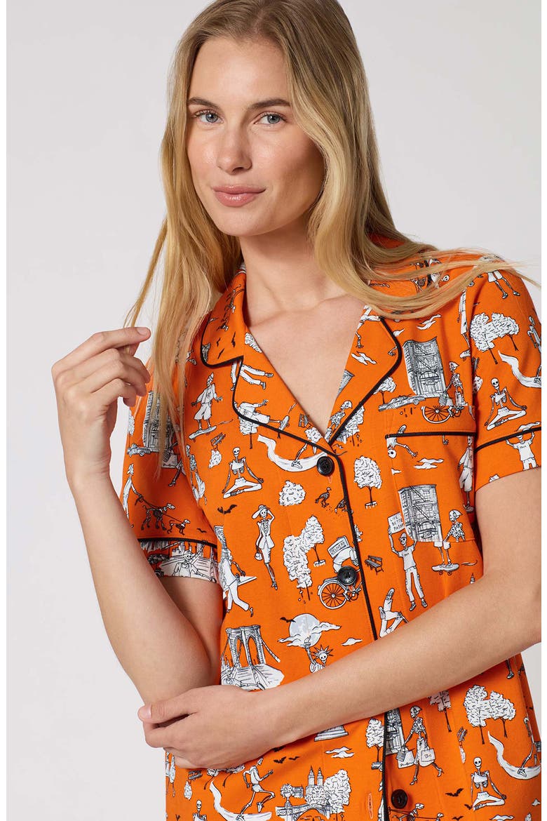 Print Short Pajamas, Alternate, color, SPOOKY IN THE CITY