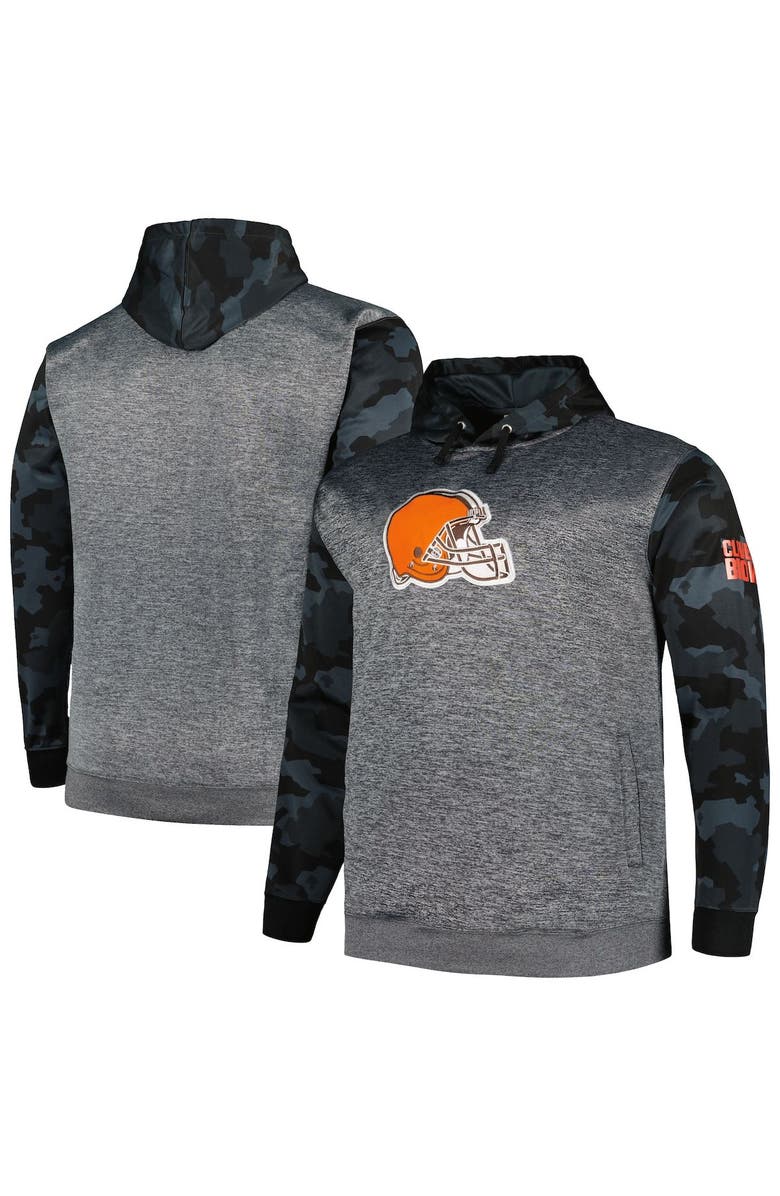FANATICS Men's Fanatics Branded Heather Charcoal Cleveland Browns Big & Tall Camo Pullover Hoodie, Main, color, Heather Charcoal