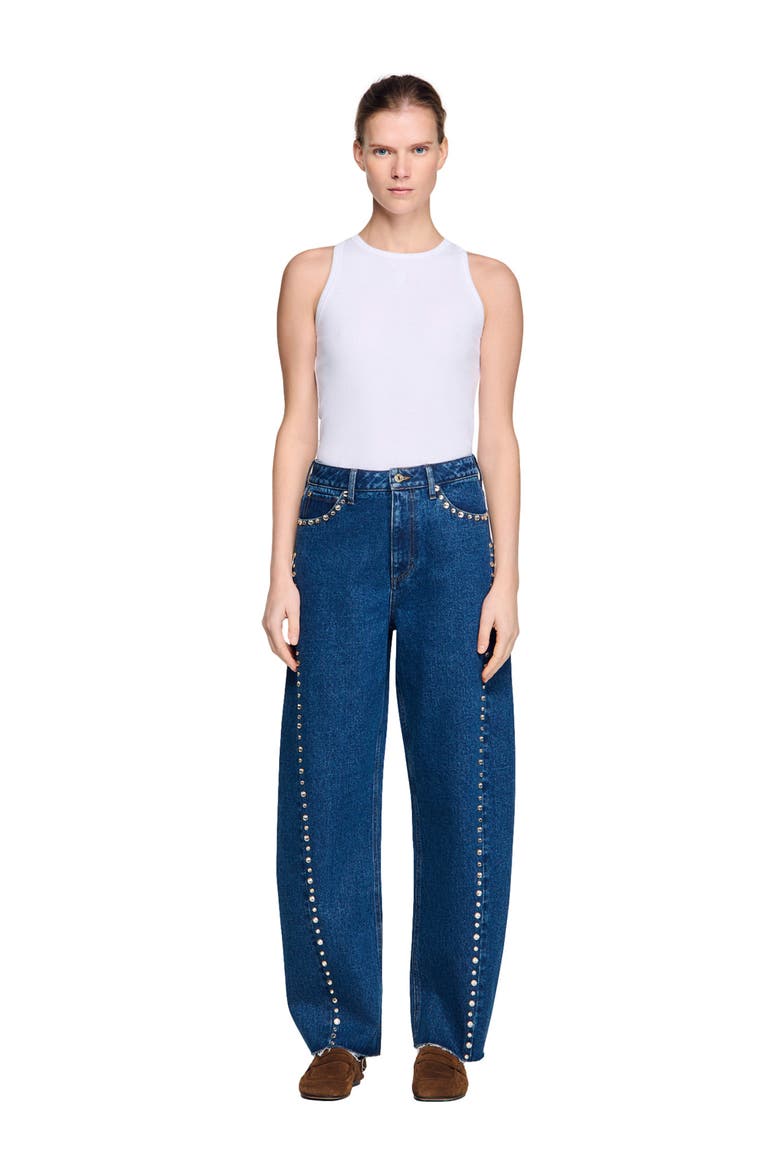 Rhinestone barrel jeans, Alternate, color, Blue jean