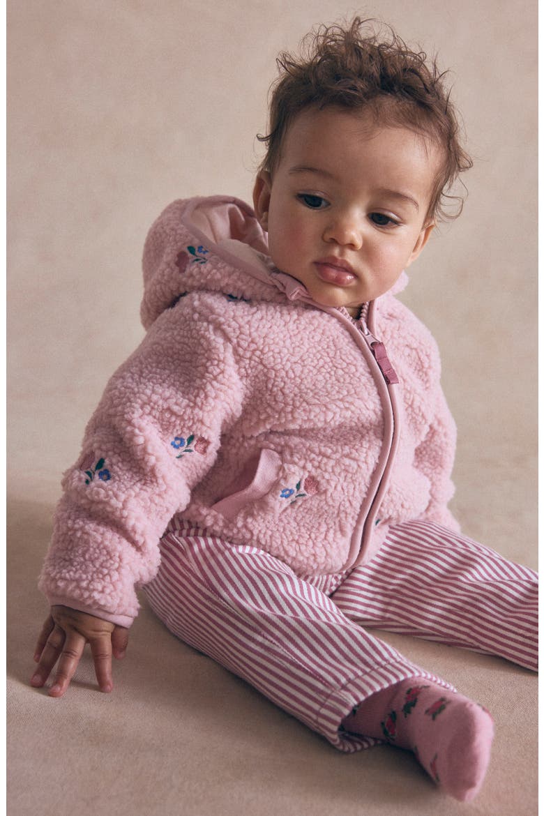 Kids' Embroidered High Pile Fleece Jacket, Alternate, color, PINK FLORAL