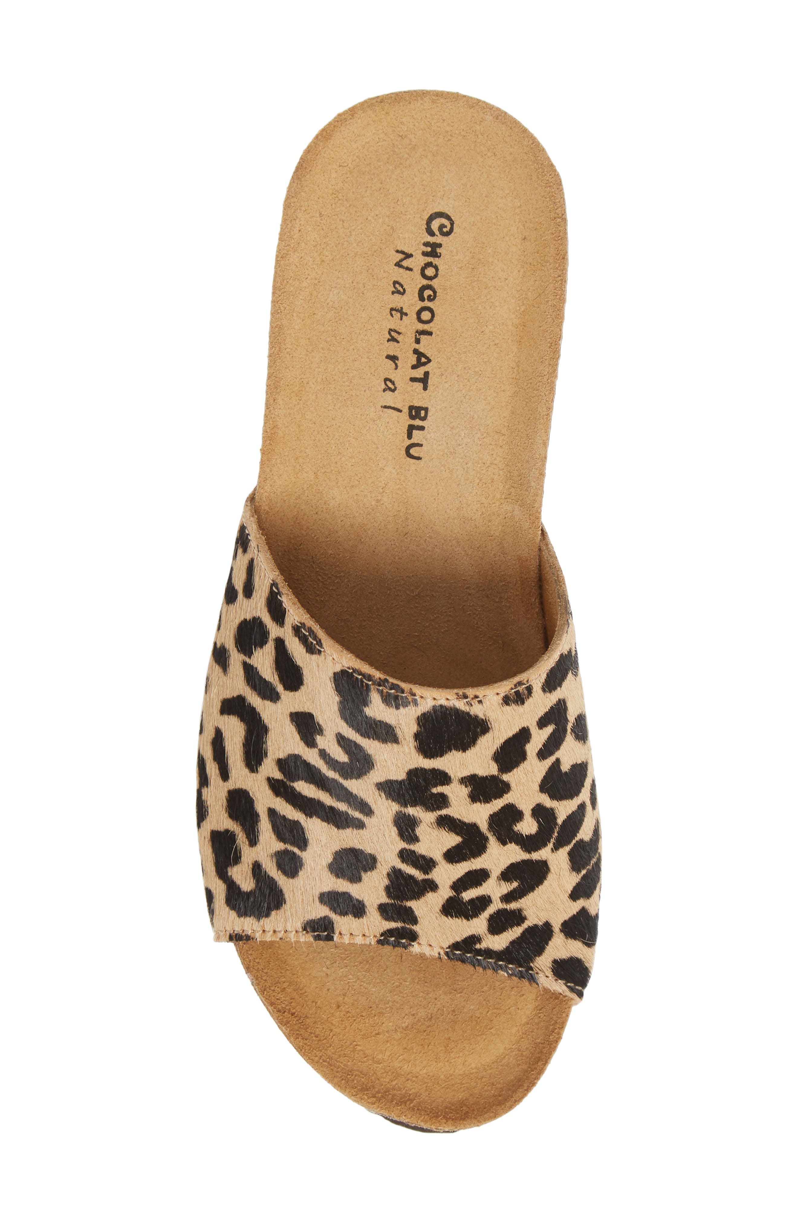 Chocolat Blu Abella Leopard Print Genuine Calf Hair Mule, Alternate, color, 