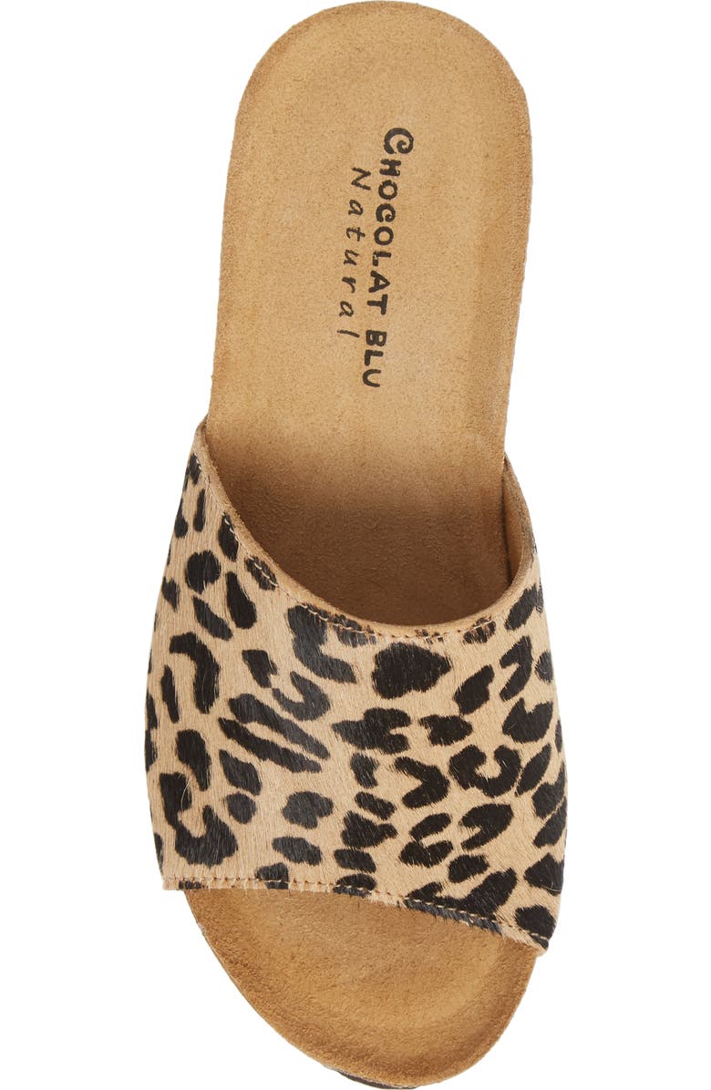 Chocolat Blu Abella Leopard Print Genuine Calf Hair Mule, Alternate, color,