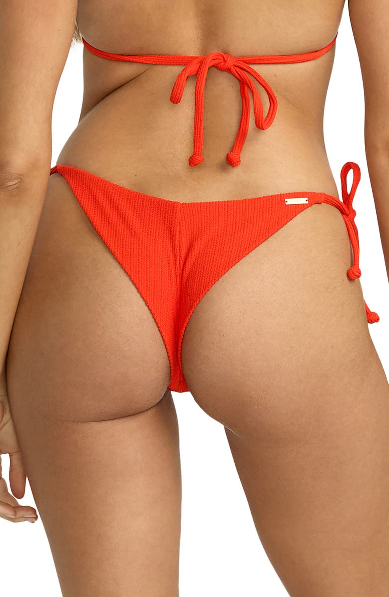 Billabong Tanga Side Tie Bikini Bottoms, Alternate, color, Red Aloha