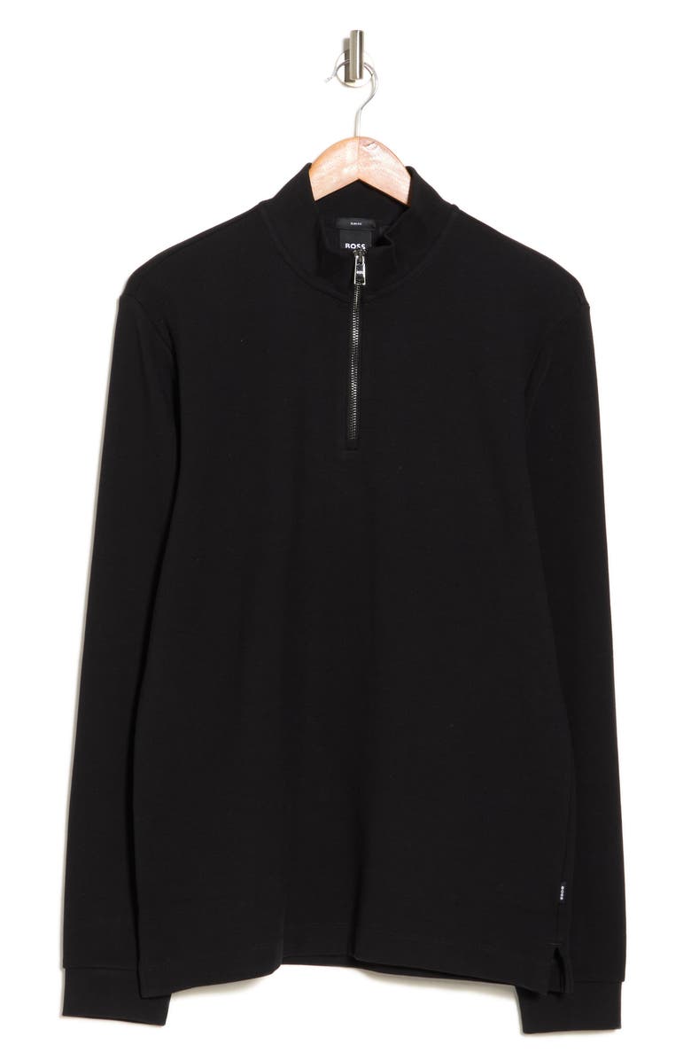 BOSS Tenore Quarter Zip Sweater, Alternate, color, Black