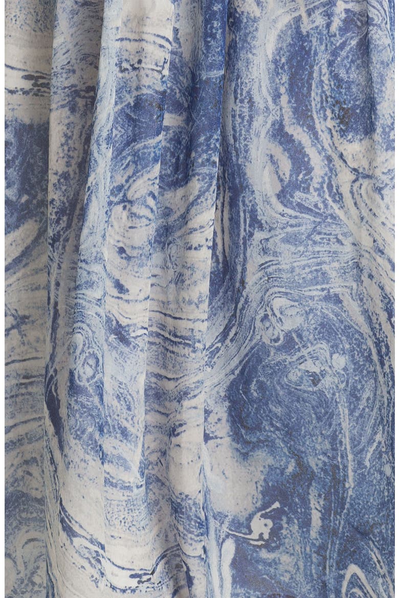 Embellished Print Strapless Chiffon Gown, Alternate, color, BLUE SILVER/ MARBLE