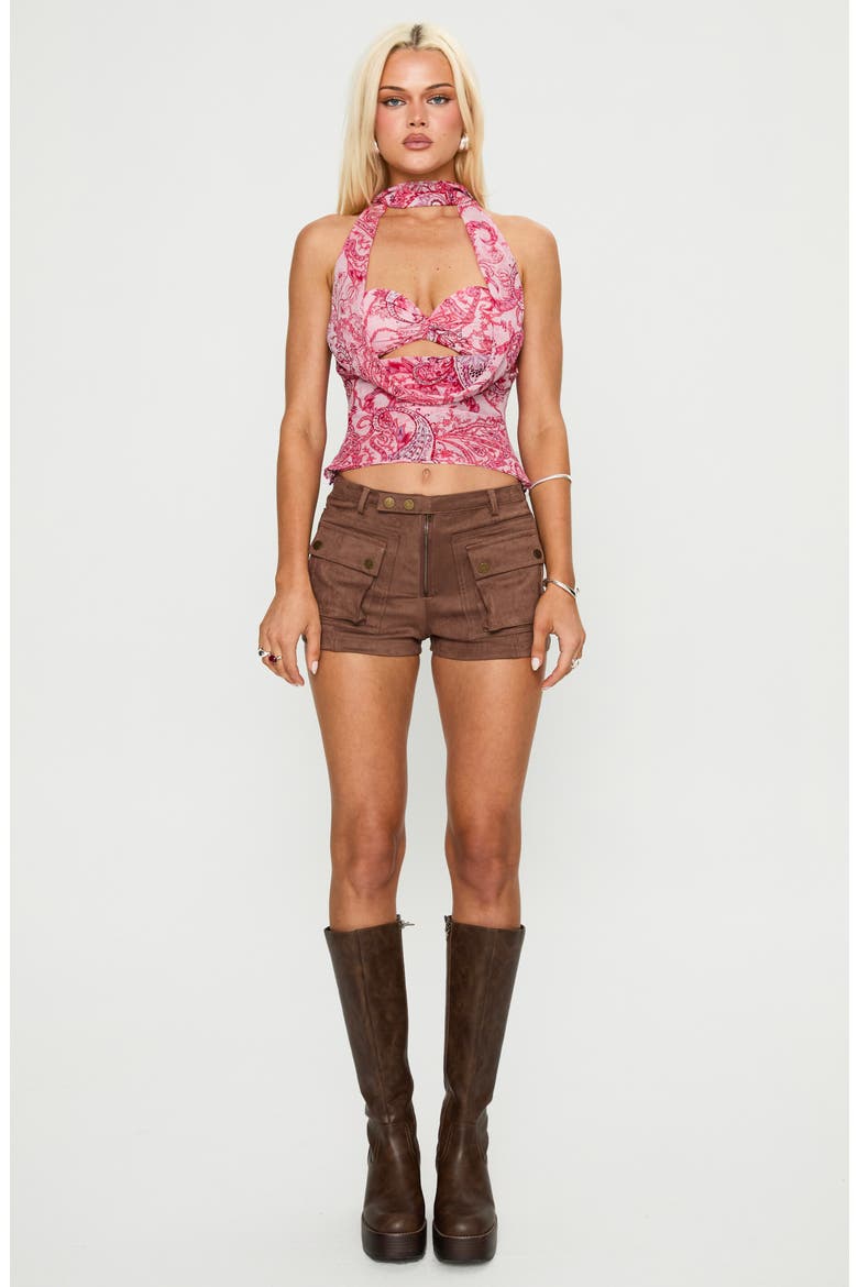 Hendrick Faux Suede Shorts, Alternate, color, BROWN
