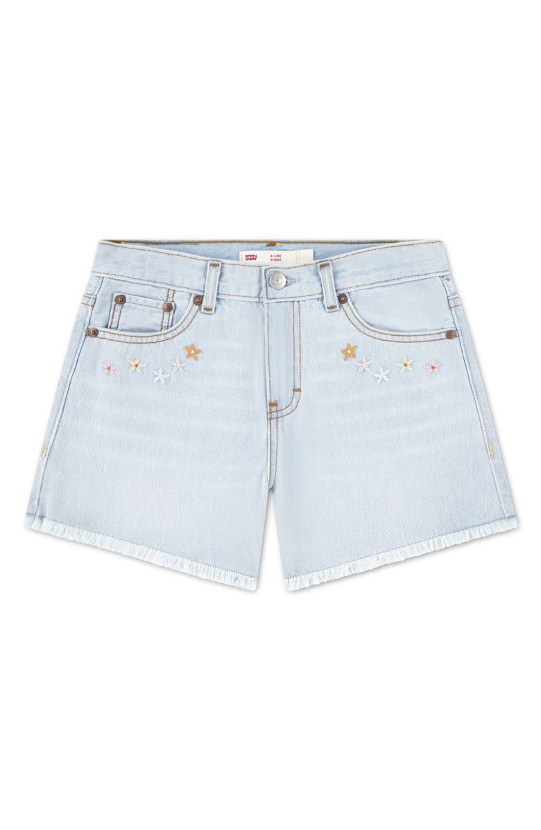 Levi's Kids' Crochet Applique Denim Shorts, Main, color, Wow Me Over