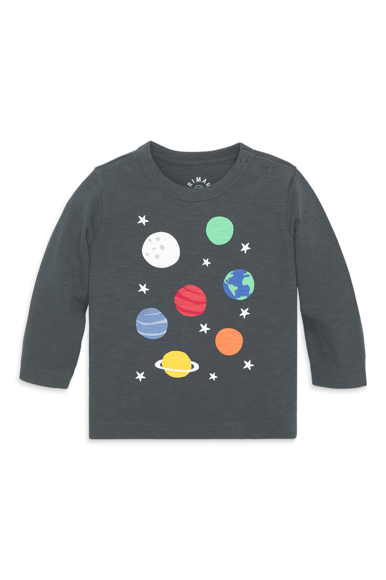 Baby Long Sleeve Planet Tee, Main, color, Asphalt Planet