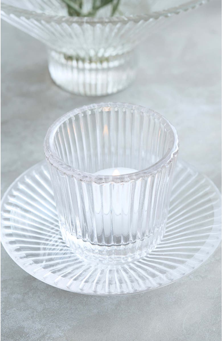 The Collective Home Pressed Clear Glass Tealight / Votive Holders - Set of 4, Alternate, color, Clear