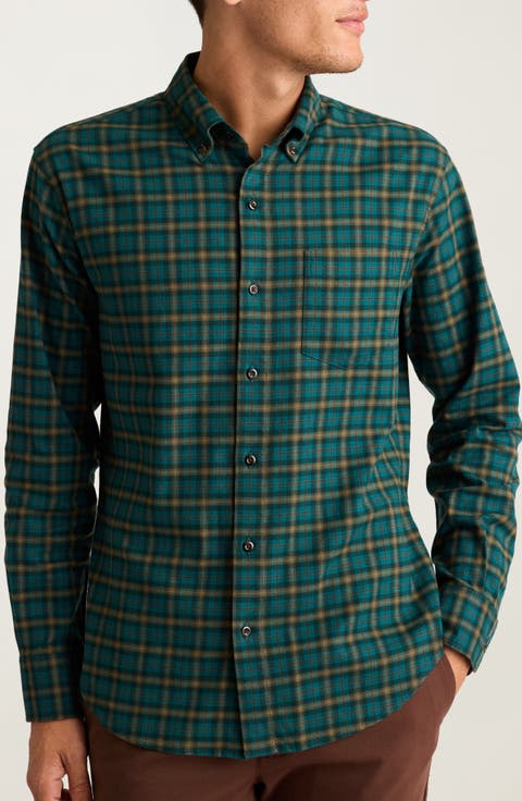 Lightweight Stretch Flannel Button-Down Shirt