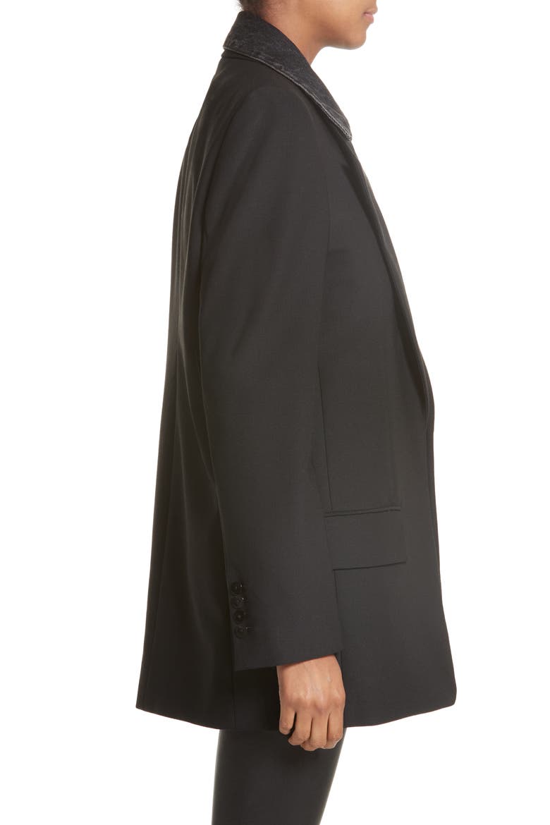 Denim & Wool Blend Layered Jacket, Alternate, color, BLACK
