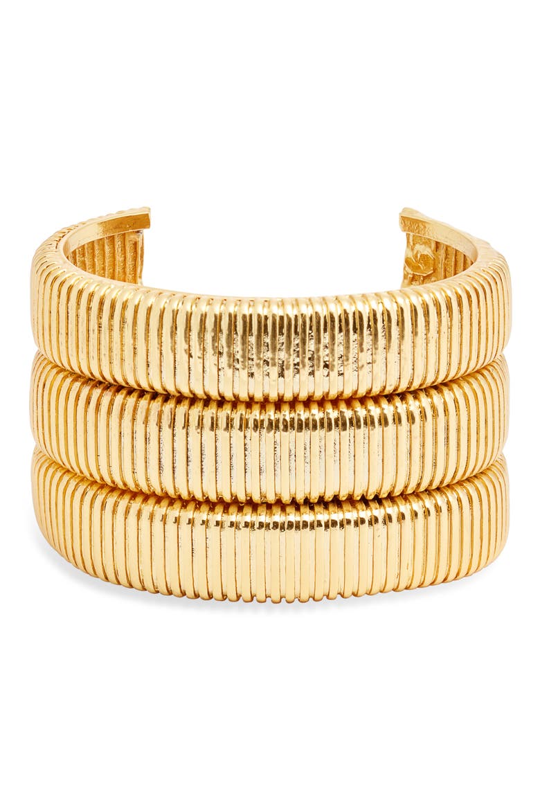Snakechain Textured Cuff Bracelet, Main, color, GOLD