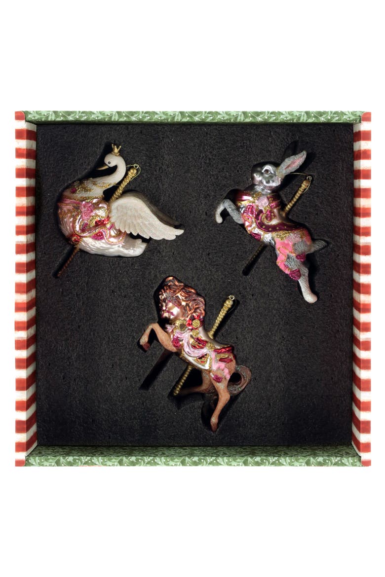 Carousel Ornament, Box of 3, Alternate, color, Magenta
