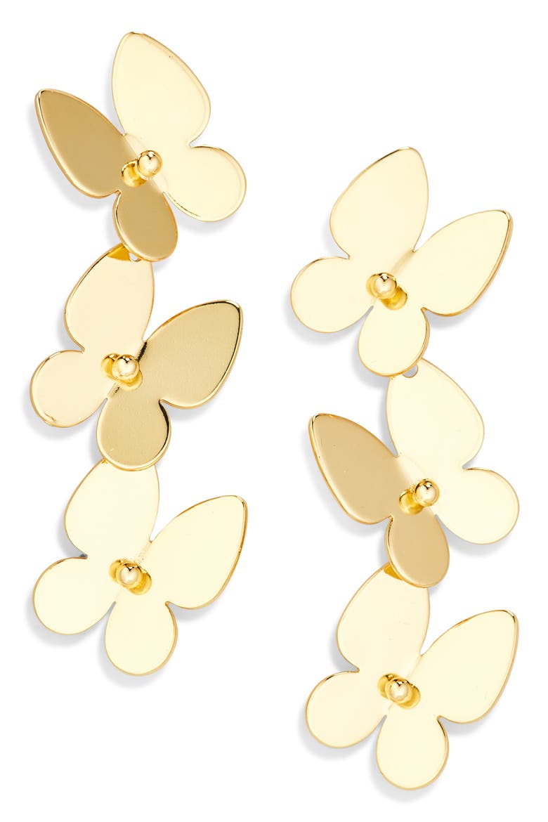 Belinda Butterfly Drop Earrings, Main, color, GOLD