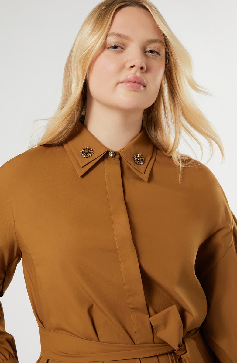 Marina Rinaldi Nanfora Long Sleeve Cotton Shirtdress, Alternate, color, Siena