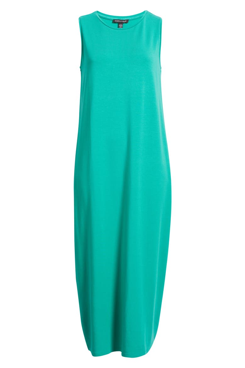 Round Neck Oval Stretch Sleeveless Midi Dress, Alternate, color, SEA STAR