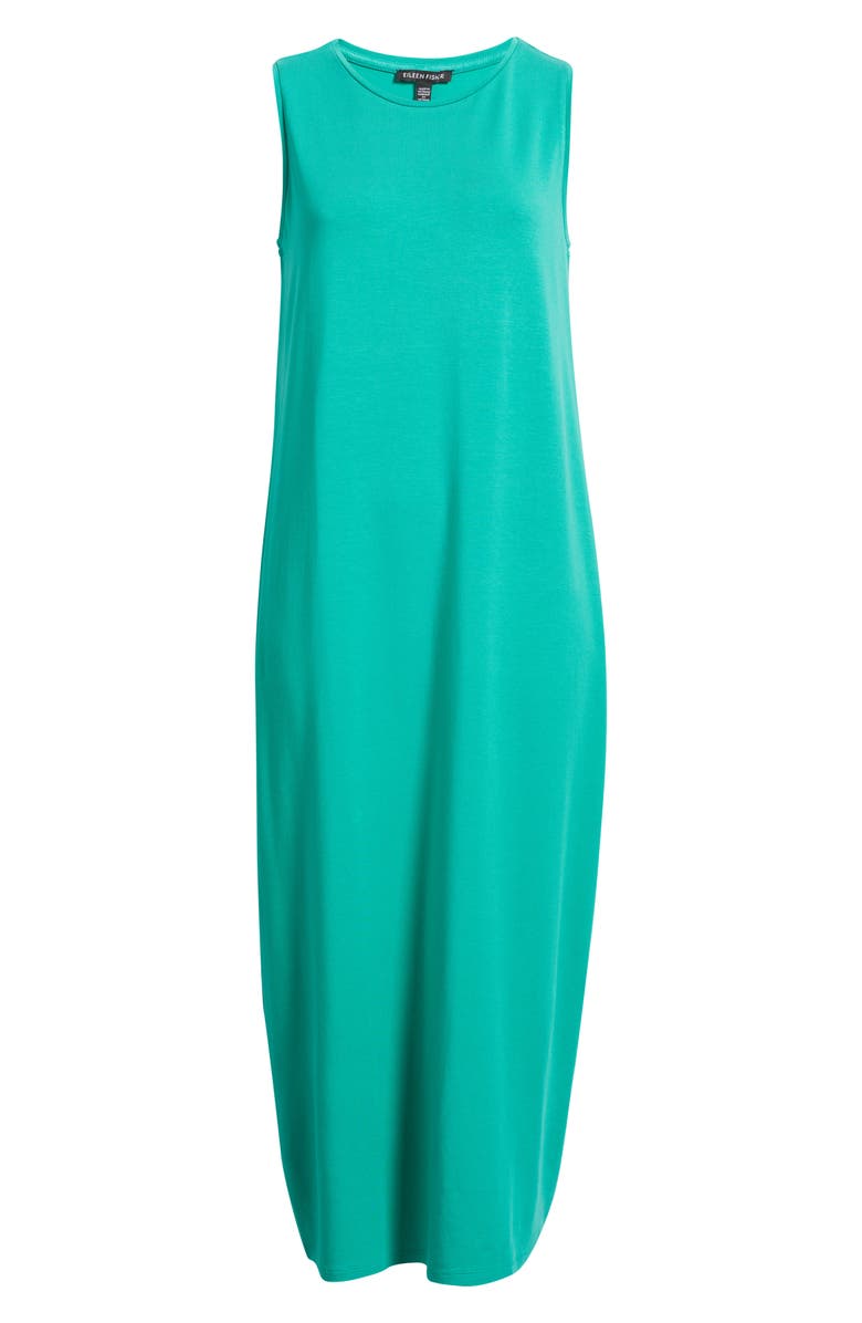 Eileen Fisher Round Neck Oval Stretch Sleeveless Midi Dress, Alternate, color, Sea Star