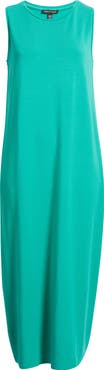 Eileen Fisher Round Neck Oval Stretch Sleeveless Midi Dress