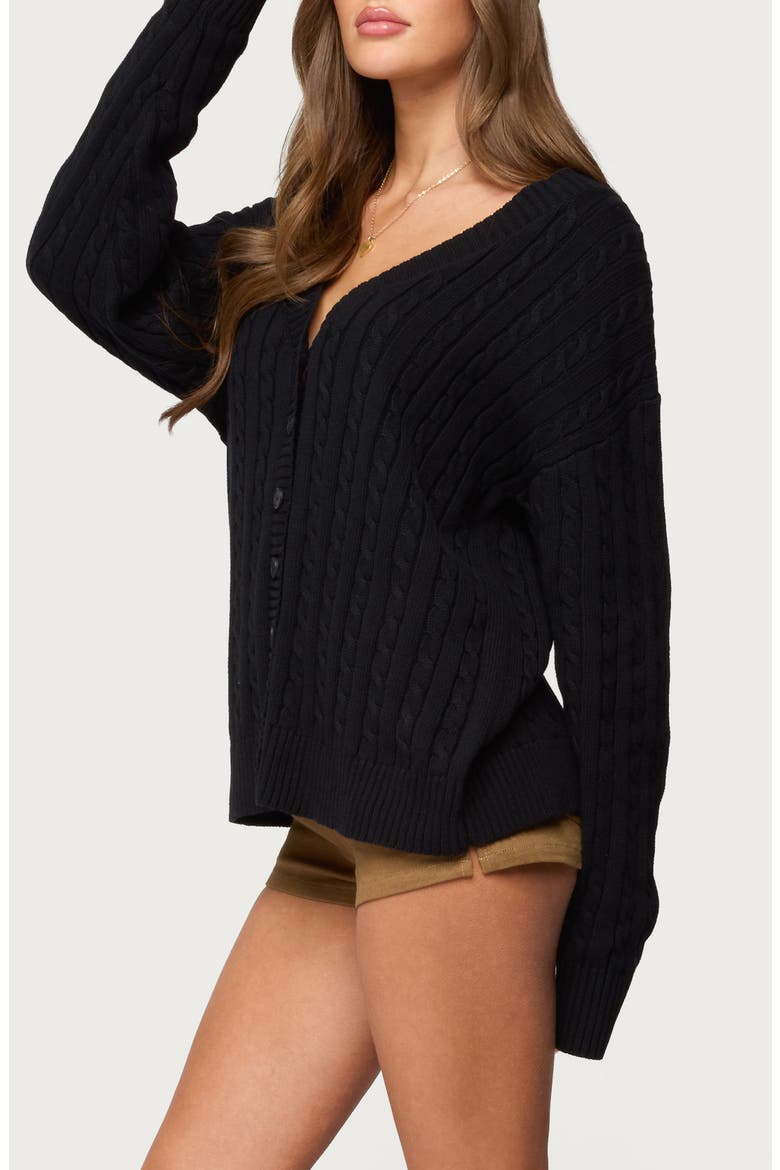 Francine Oversize Cotton Cardigan, Alternate, color, BLACK