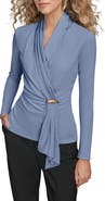 Donna Karan New York Wrap Front Long Sleeve Top