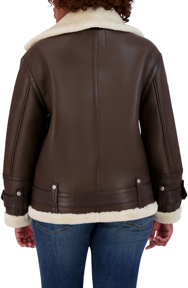 Rebecca Minkoff Water Repellent Faux Leather Moto Jacket with Faux Shearling Lining, Alternate, color, 