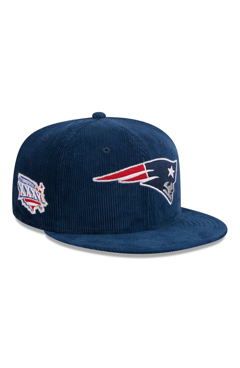 New Era Men's New Era Navy New England Patriots Throwback Cord 59FIFTY Fitted Hat, Main, color, Navy