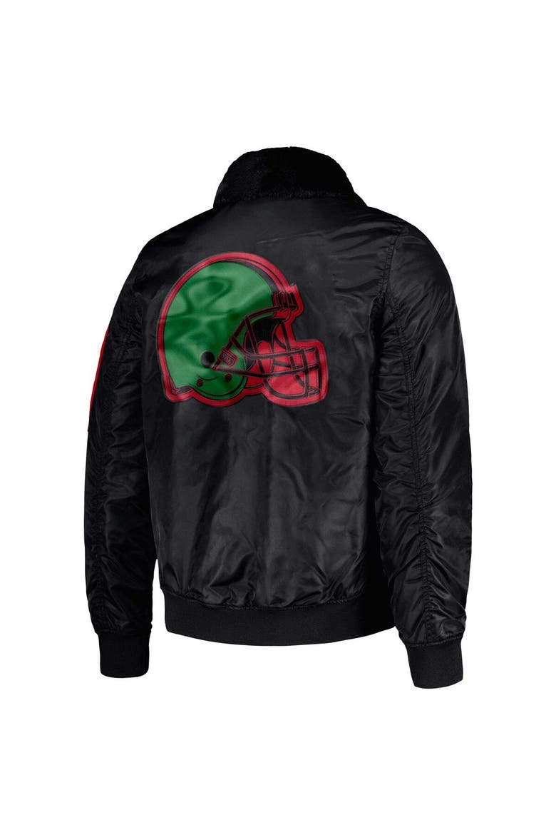 Men's Starter x Ty Mopkins Black Cleveland Browns Black History Month Satin Full-Zip Jacket, Alternate, color, Black