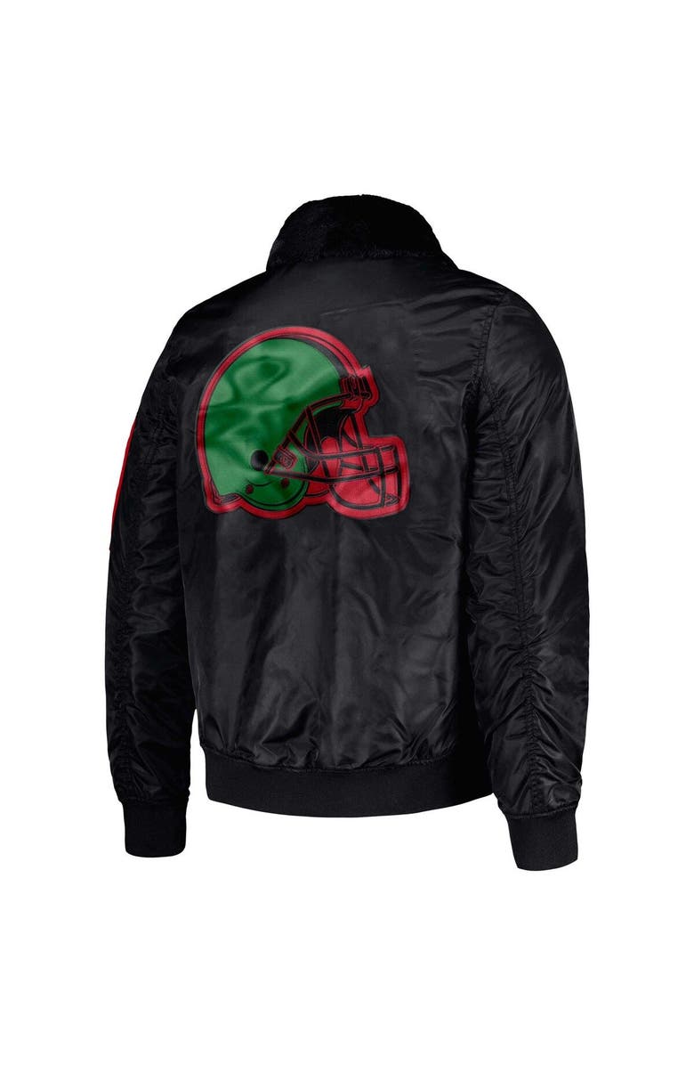 STARTER Men's Starter x Ty Mopkins Black Cleveland Browns Black History Month Satin Full-Zip Jacket, Alternate, color, Black