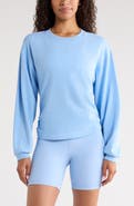 Zella Ruched Side Cotton Blend French Terry Sweatshirt