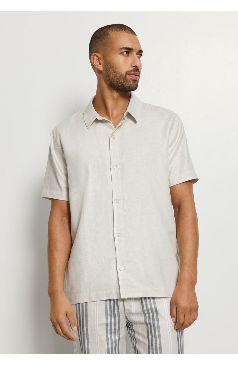 Hanro UC Linen and Cotton Woven Shirt, Alternate, color, Sandy