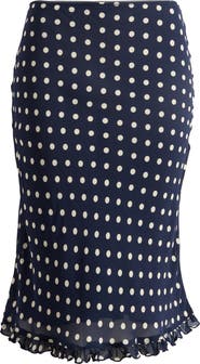 Reformation Layla Flare Polka Dot Midi Skirt