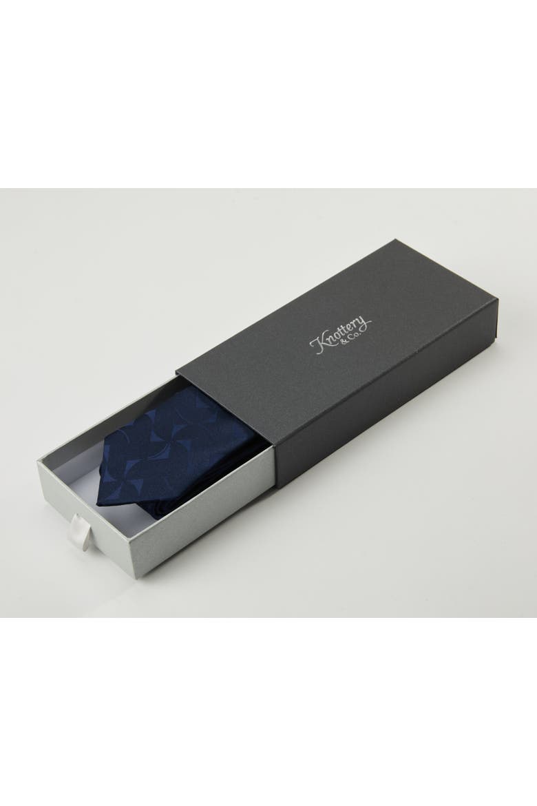 Pinwheel Silk Jacquard Tie, Alternate, color, Navy