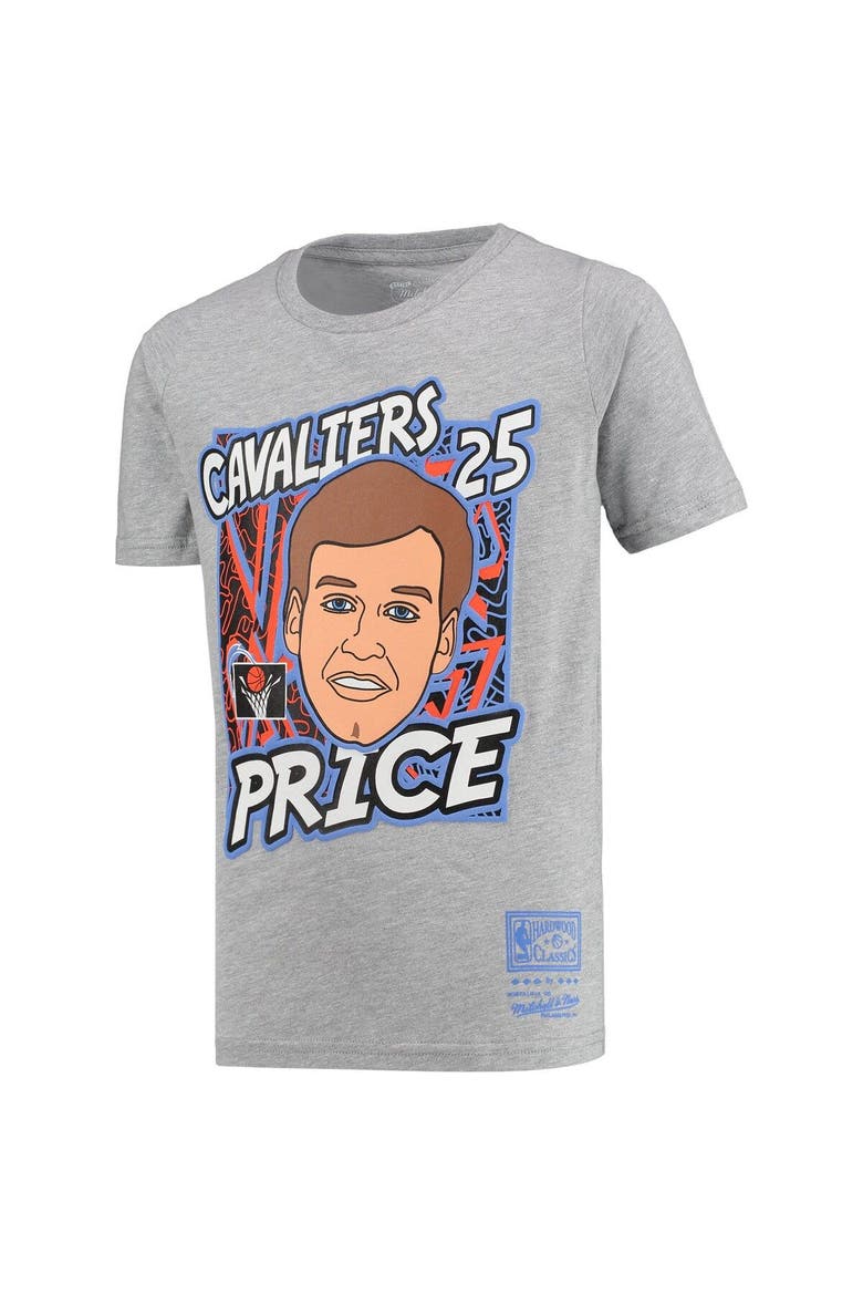 Youth Mitchell & Ness Mark Price Gray Cleveland Cavaliers Hardwood Classics King of the Court Player T-Shirt, Alternate, color, Heather Gray
