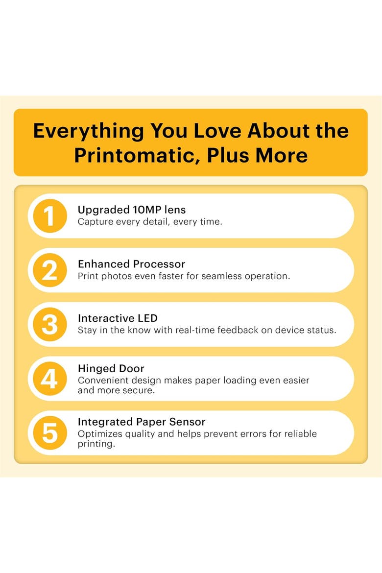 Printomatic+ Camera Bundle w/ Zink Paper, Alternate, color, Yellow