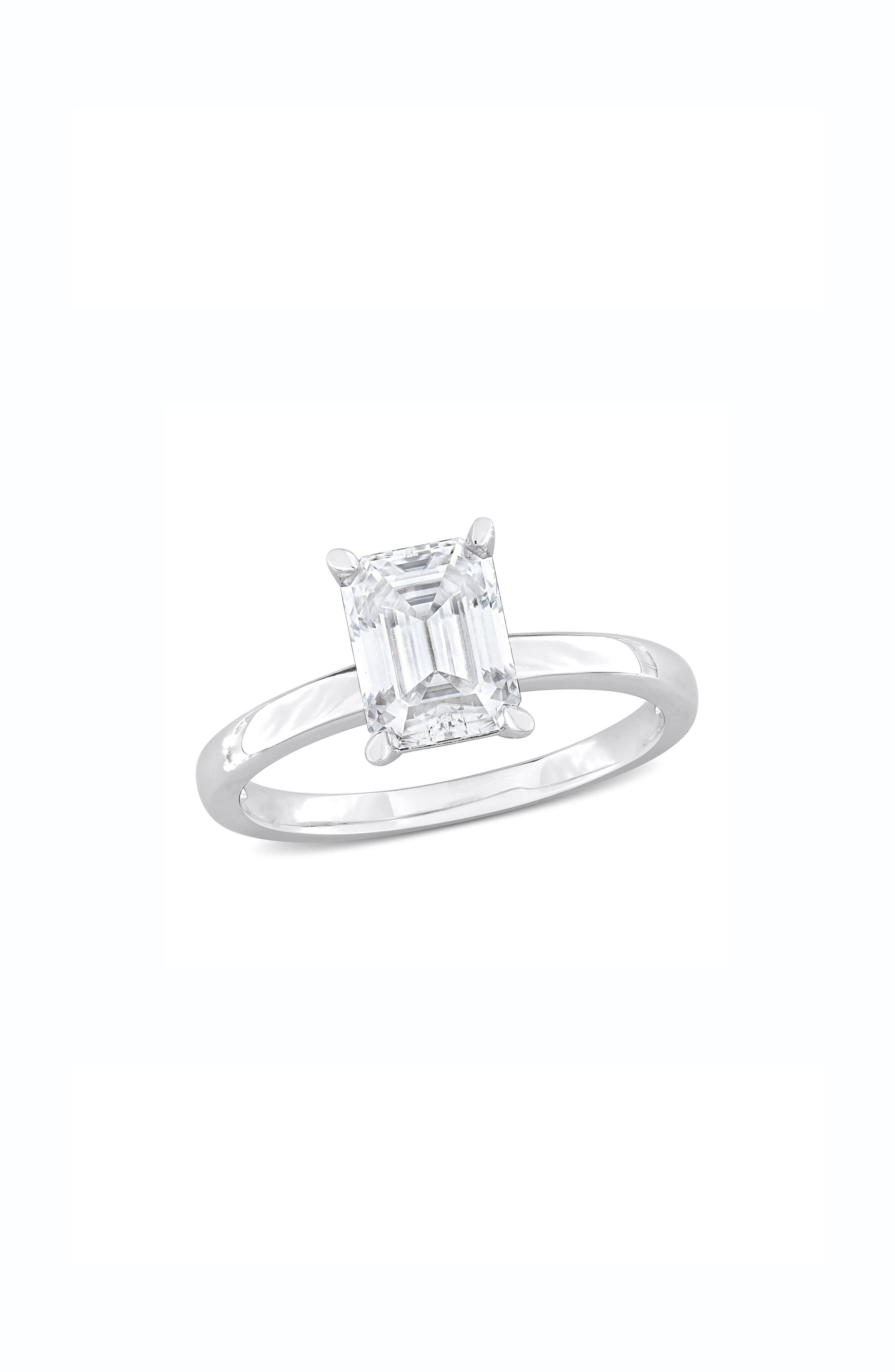 DELMAR Sterling Silver Octagon-Cut Moissanite Ring